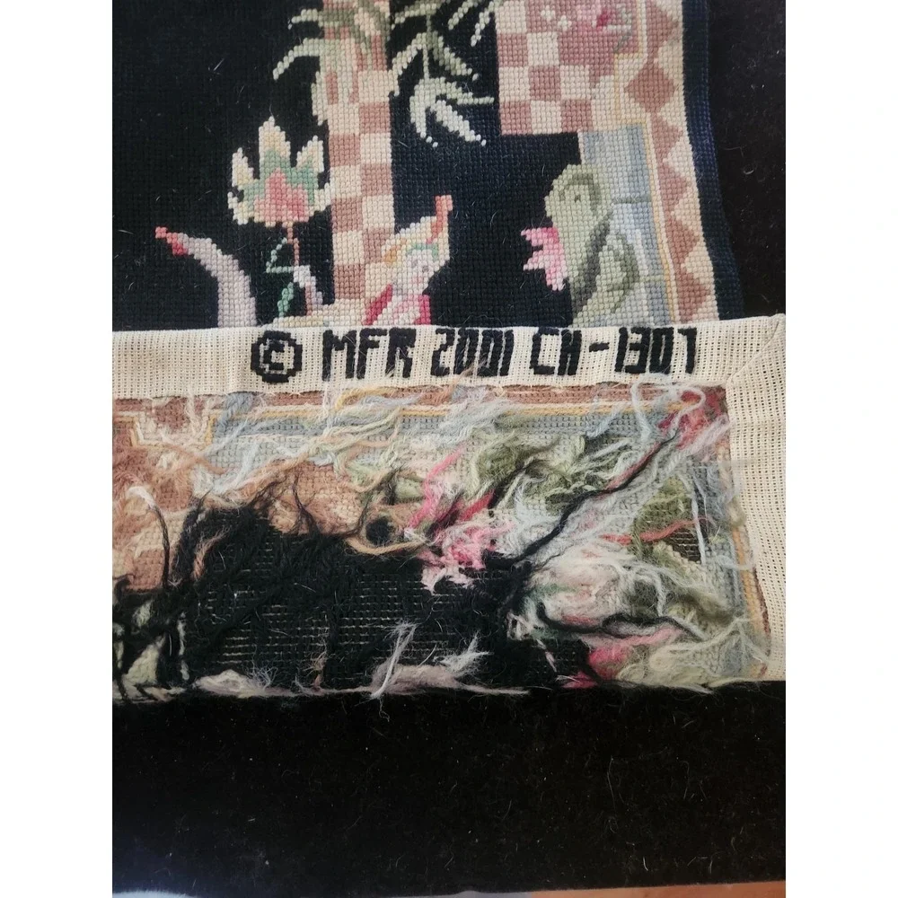 Vintage 2x3‎ French Handmade Aubusson Rug Black Elephant